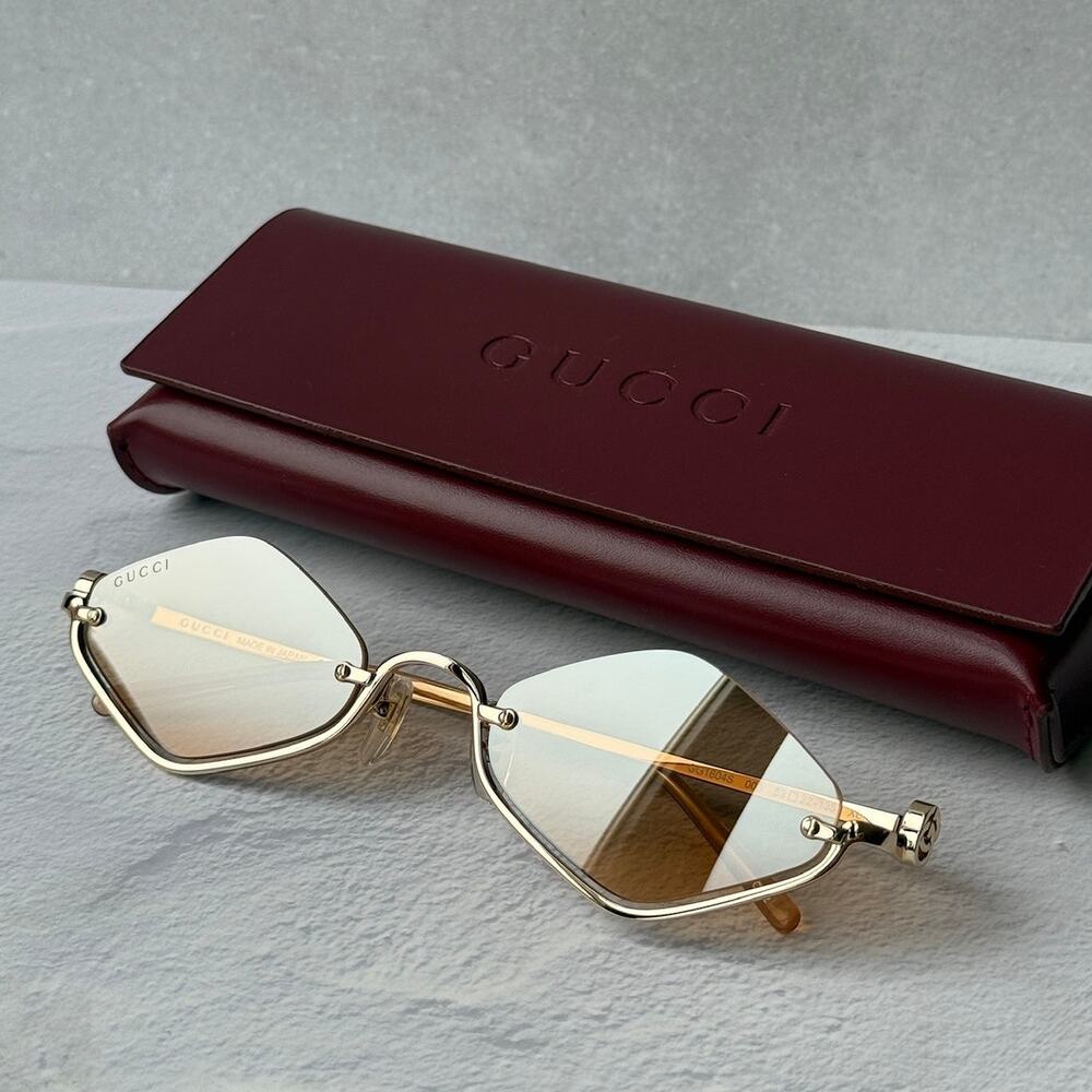 NEW Gucci GG1604S 004 Gold Cat Eye Brown Lens Sunglasses $720